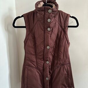 Prana Quilted Sleeveless Fuzzy Vest in deep red